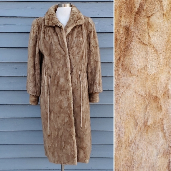 Vintage Pastel Mink Paw Mob Wife Designer Luxury Long Overcoat Coat Furs XL - Picture 2 of 9